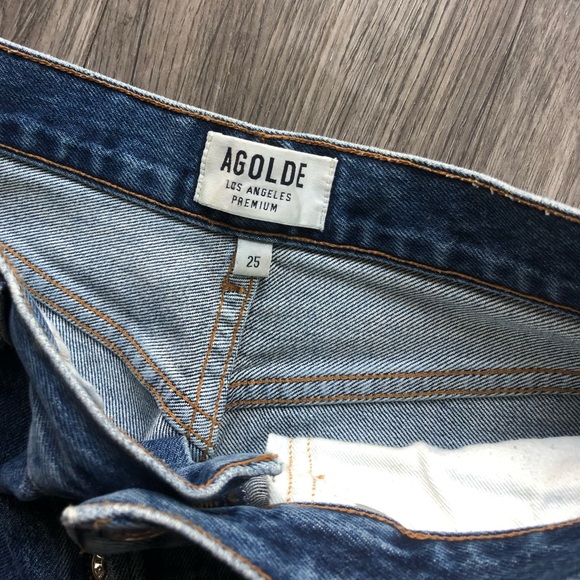 Agolde Riley High-Rise Straight Cropped Jeans Medium-Wash Size 25 - Picture 3 of 4